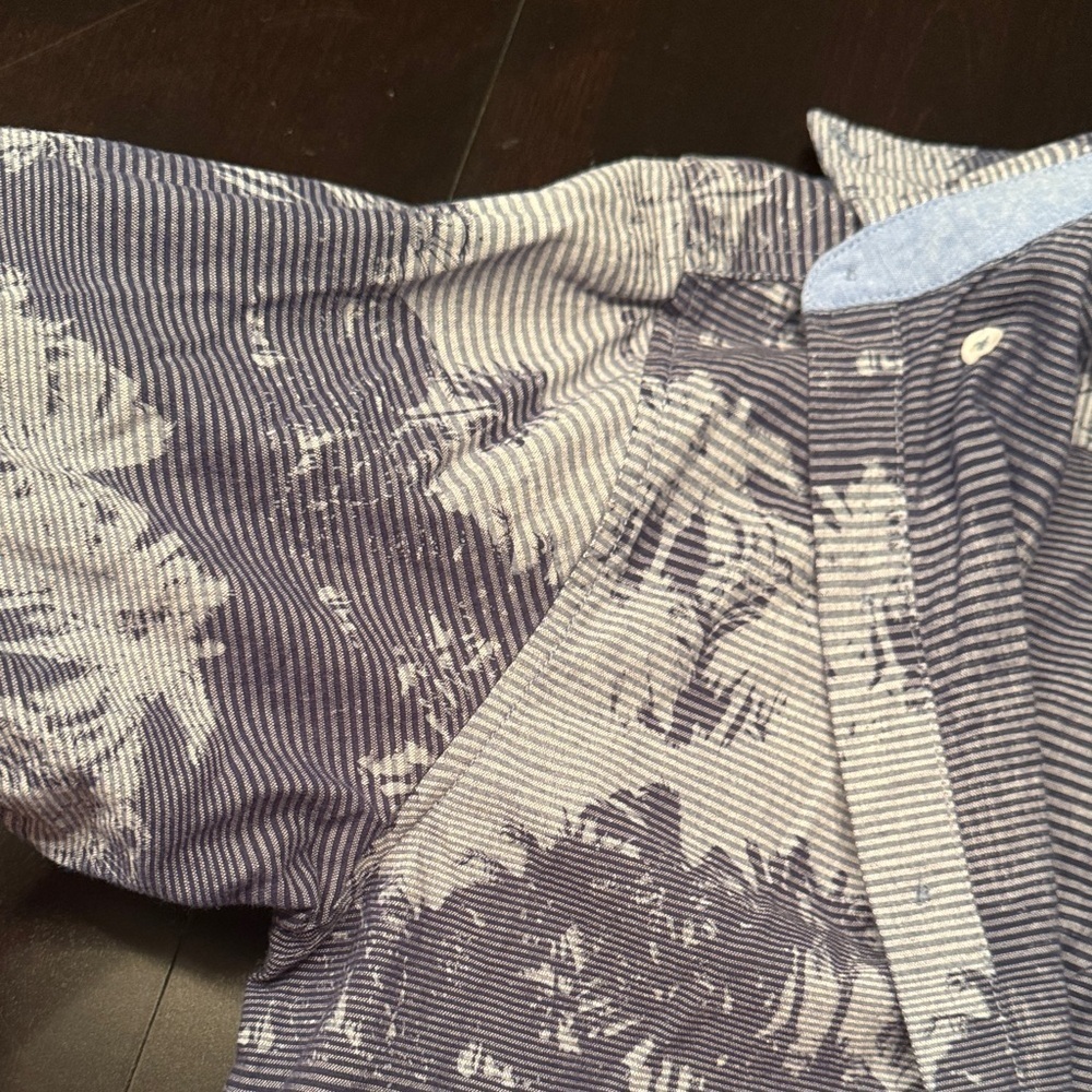 Tommy Bahama Blue and White Palm Print Shirt - Picture 4 of 4